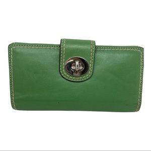 Coach Green Leather Turnlock Wallet